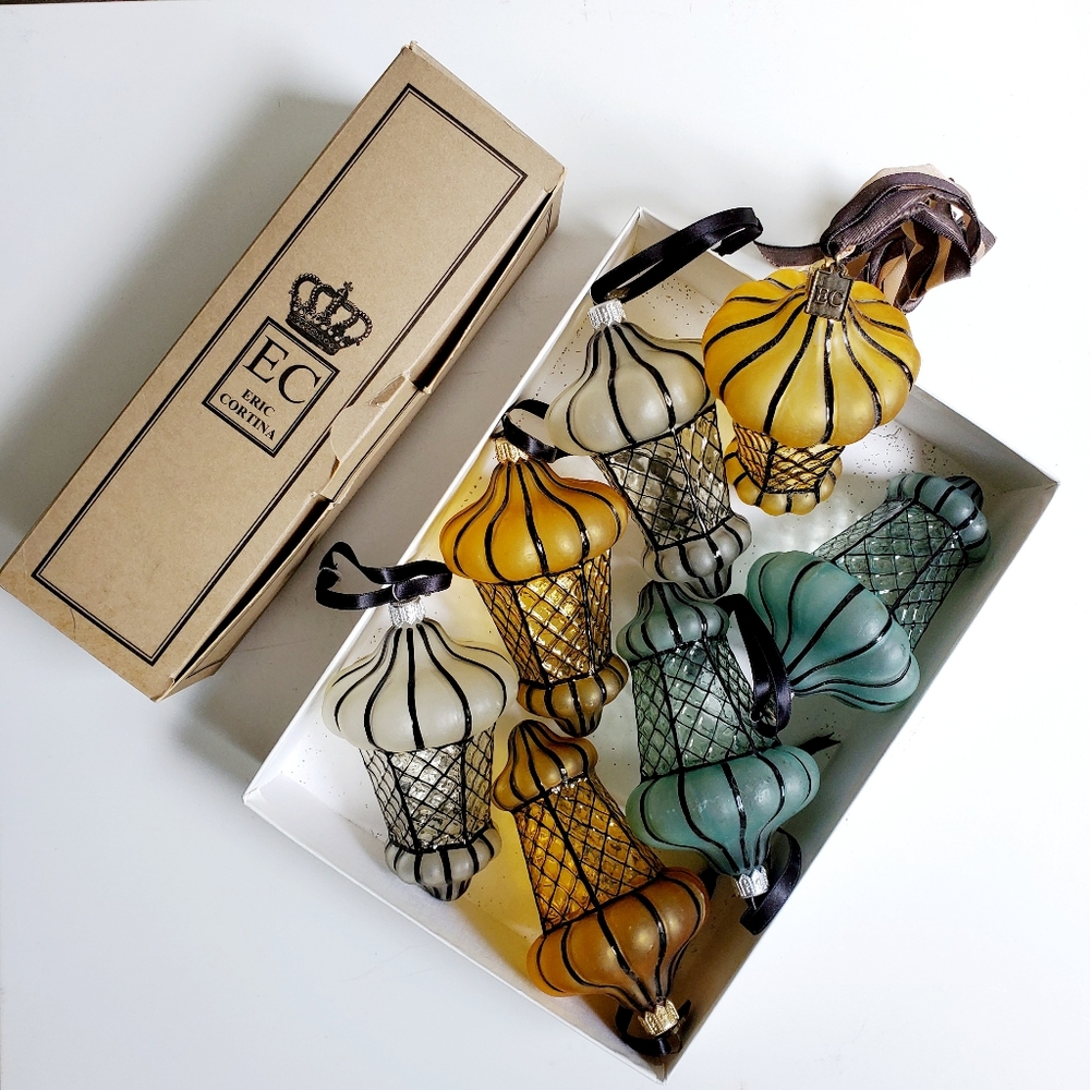 *SOLD* Set of 4 Made In Poland Glass Lantern Ornaments